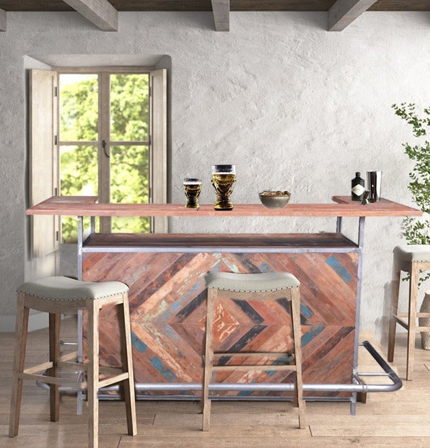 Styled home bar counter in a modern setting