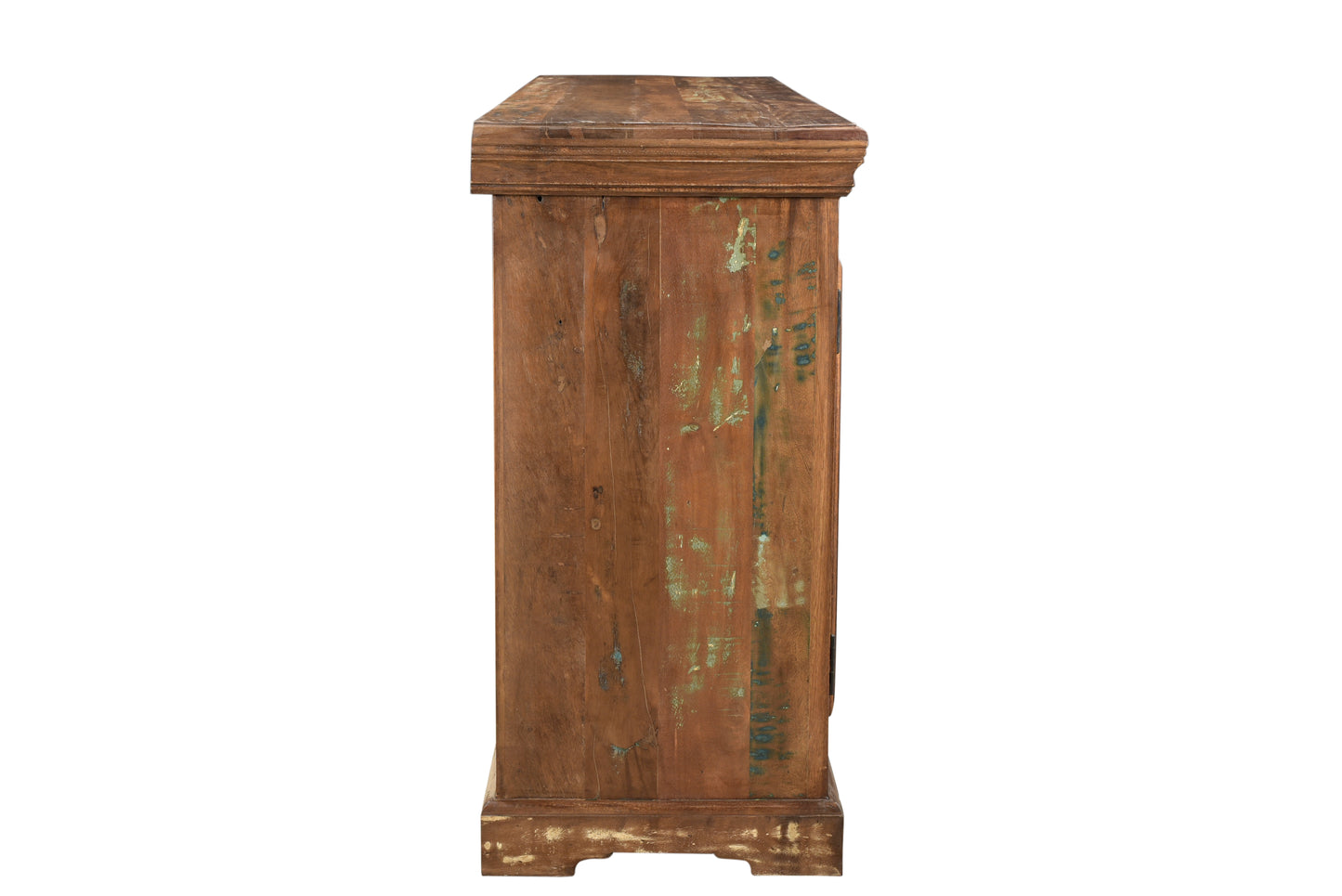 Side view of wood of storage wooden sideboard
