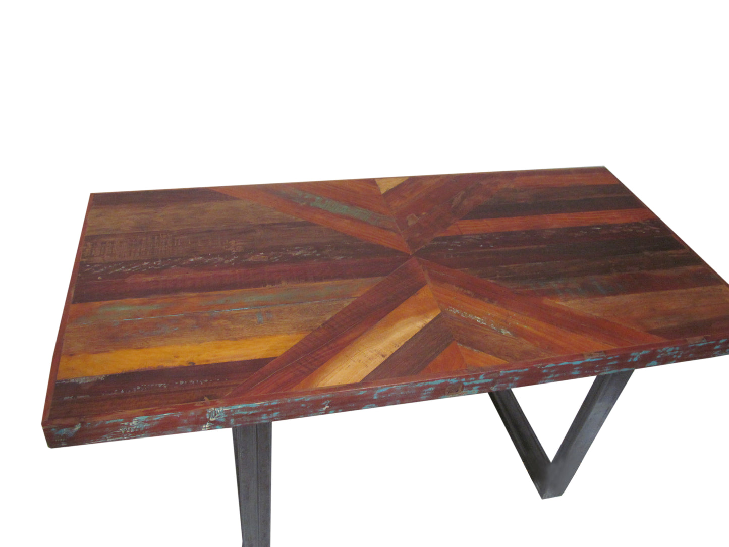 Close up of rectangular dining table.