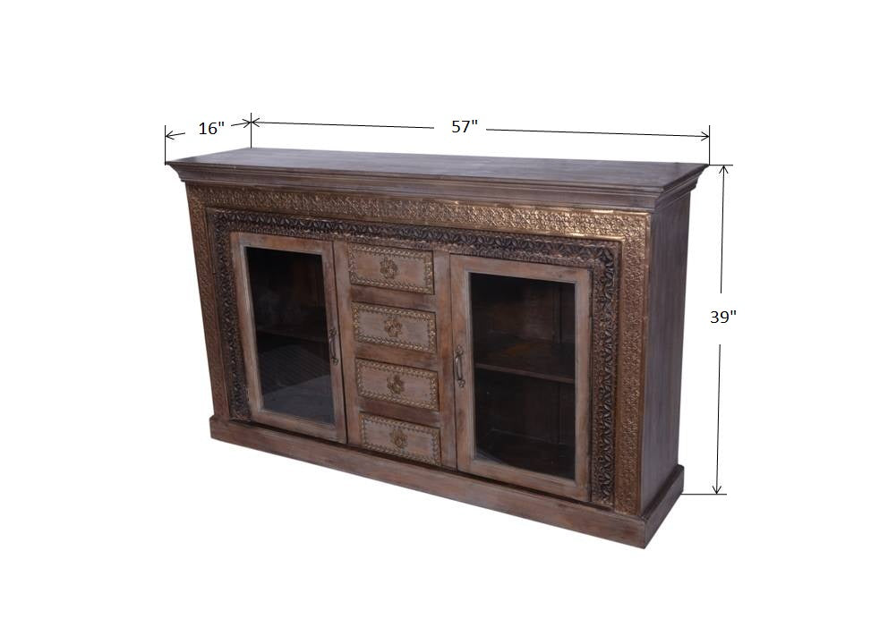 Back view of the sideboard displaying its sturdy reclaimed wood construction