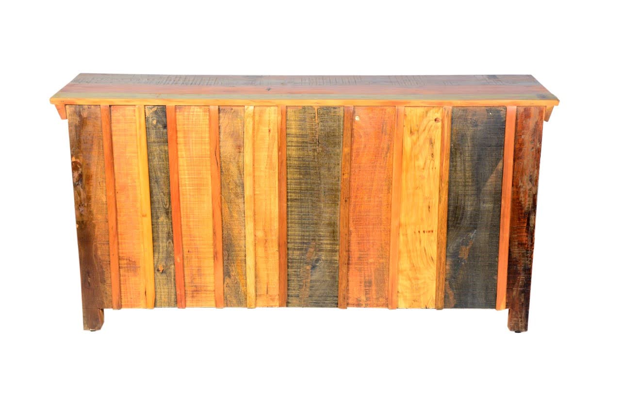 Sideboard with multiple shelves and rustic finish