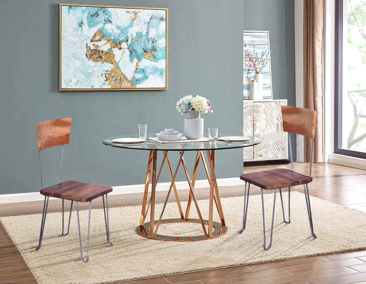Seamless wooden chair in a modern dining setup