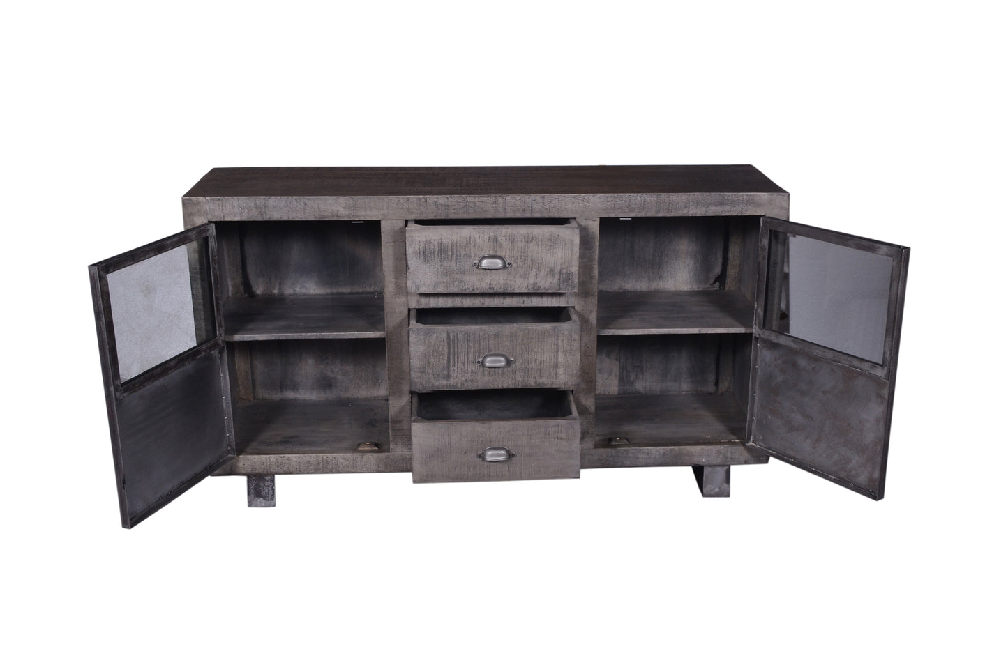 Mango wood sideboard showing storage.