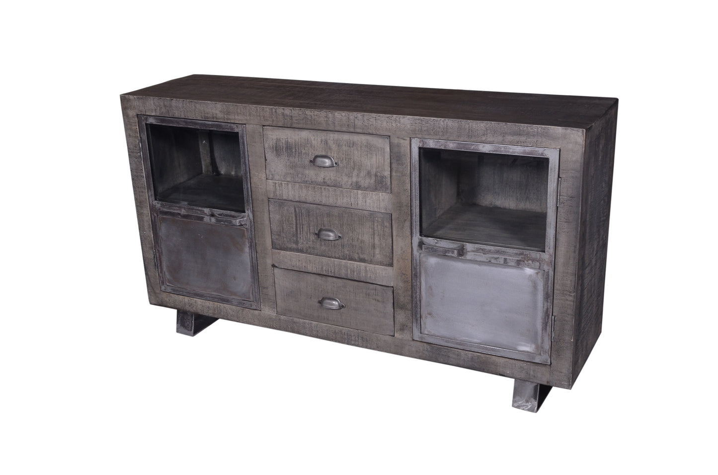 Side angle of mango wood sideboard.