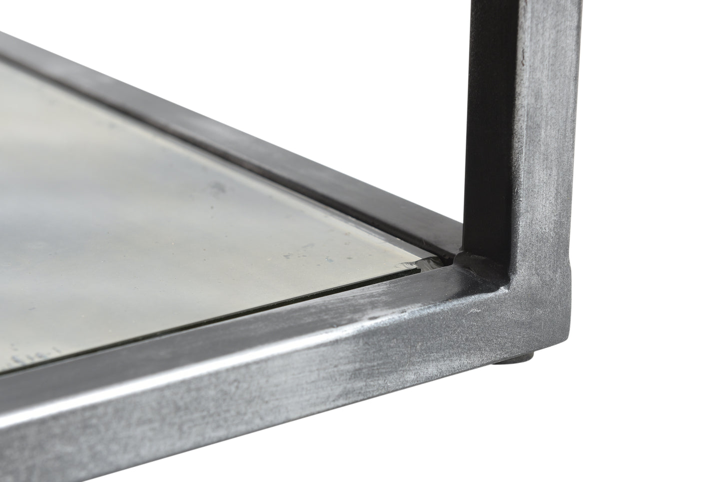 Metal frame and leg details of handcrafted coffee table