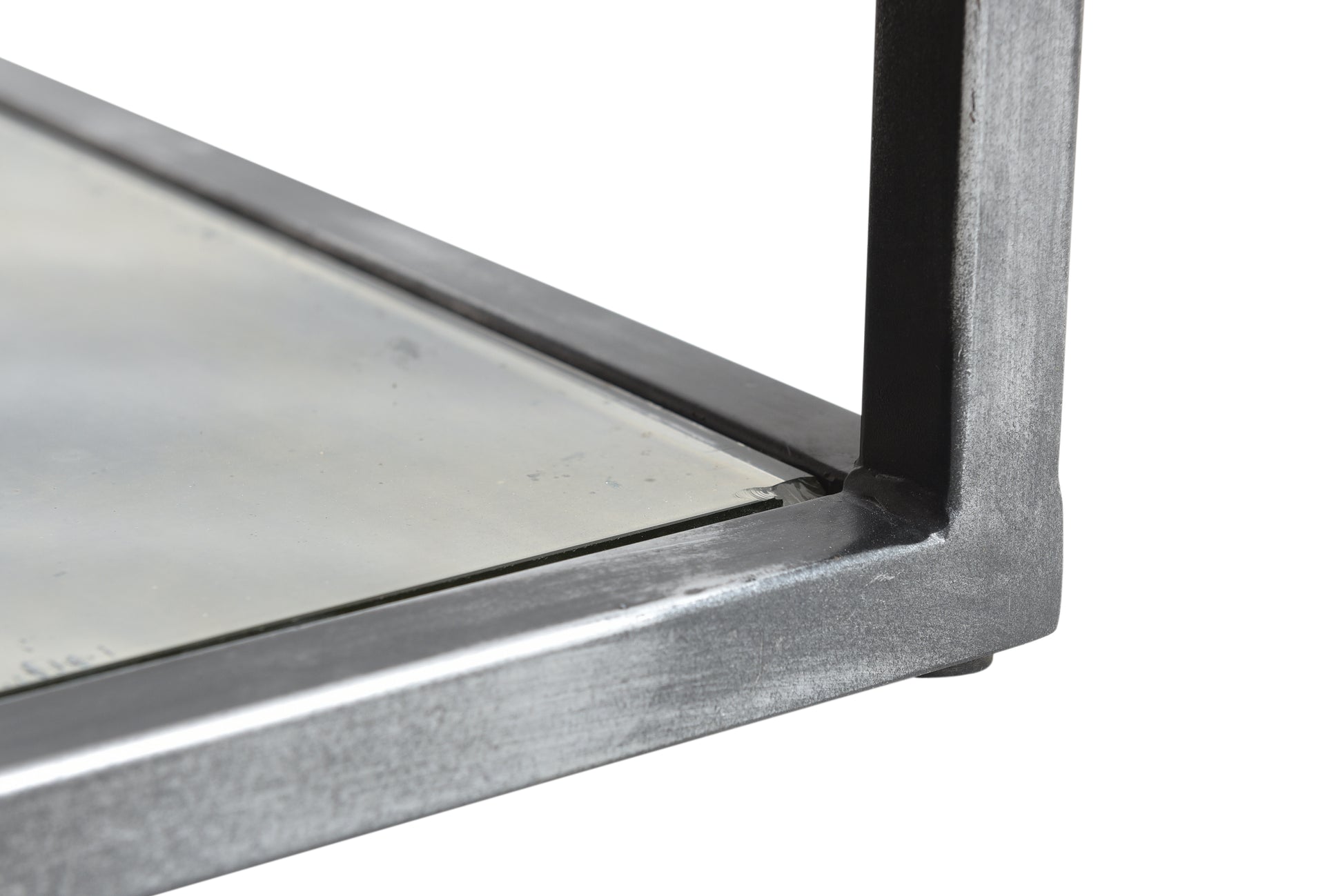 Metal frame and leg details of handcrafted coffee table