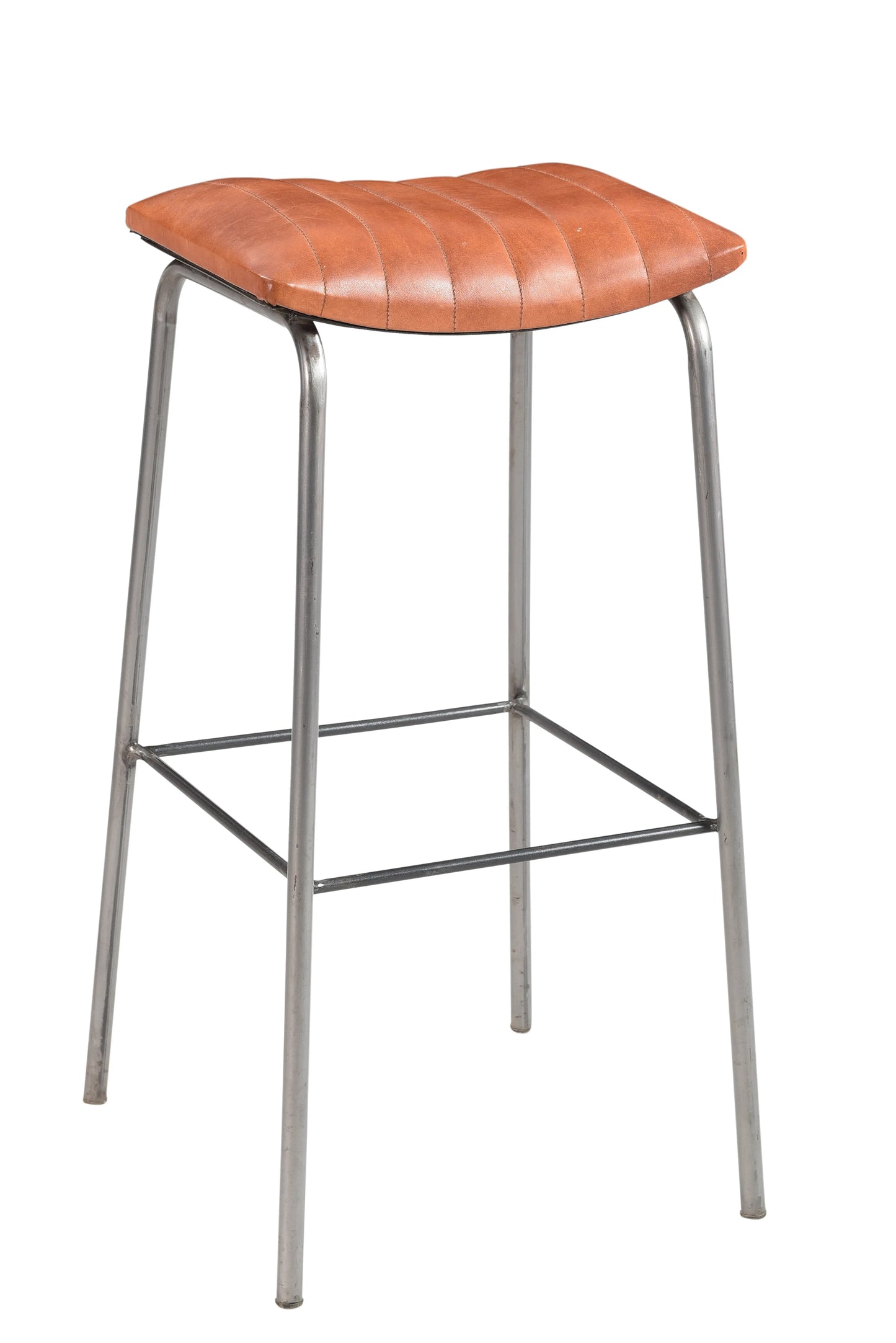 Side view of a bar stool showcasing slim metal frame