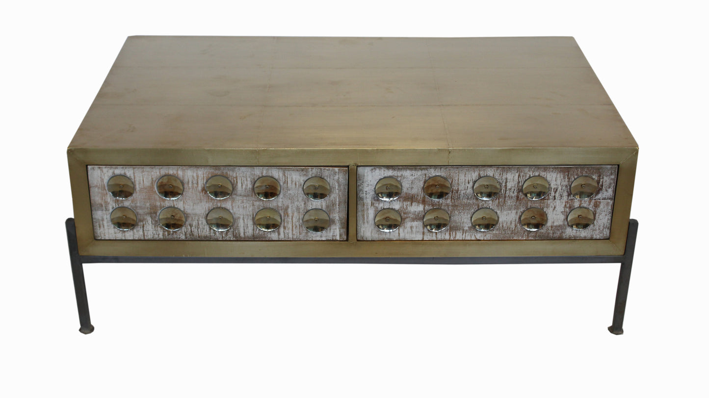 Minimalist coffee table with a sleek metal frame