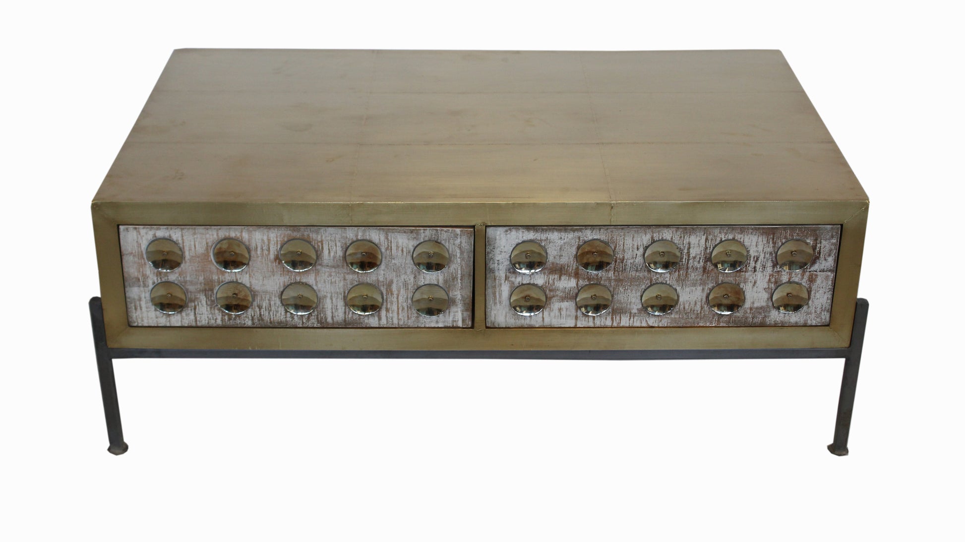 Minimalist coffee table with a sleek metal frame