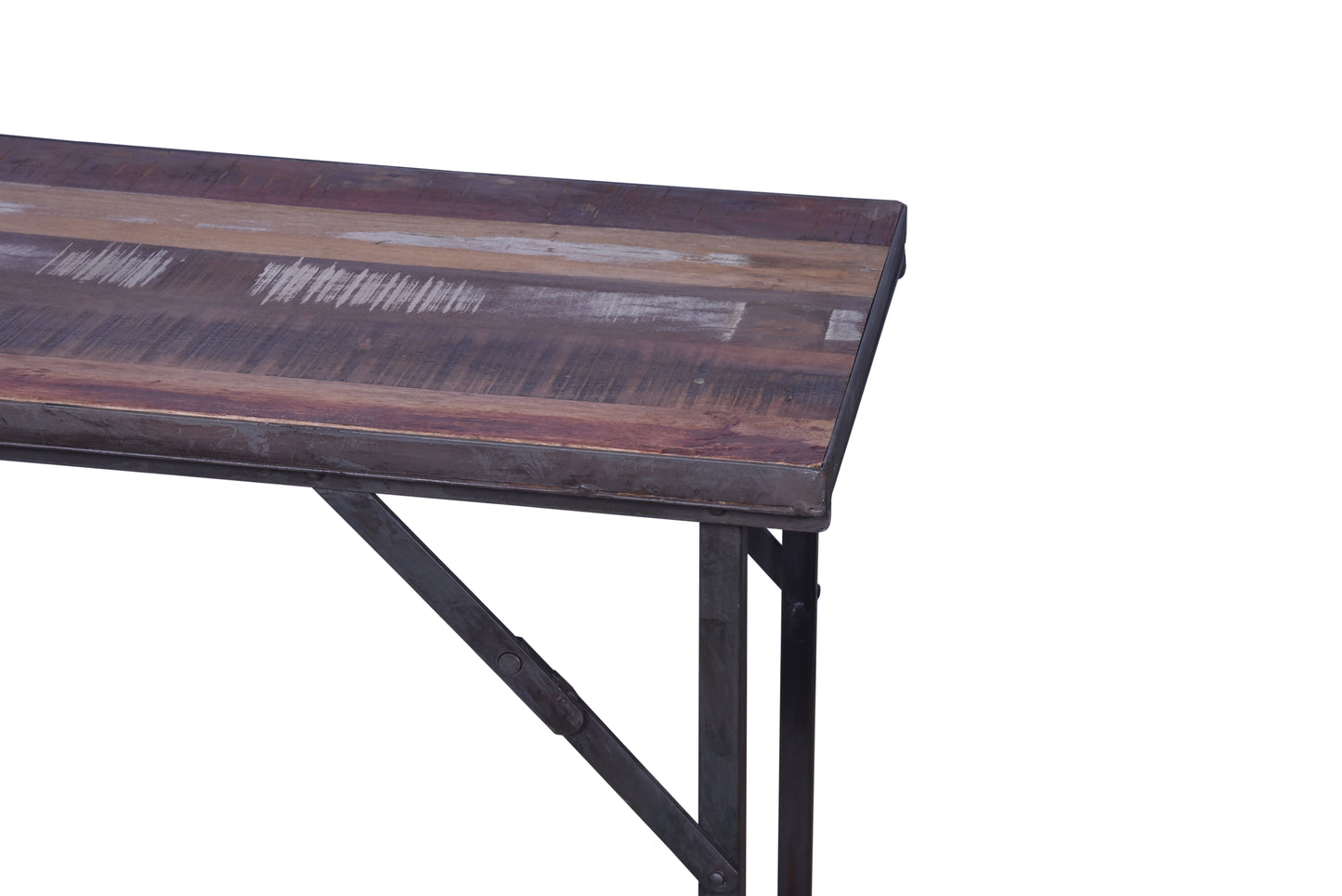 Another view of Close-up of folding table’s durable metal frame.
