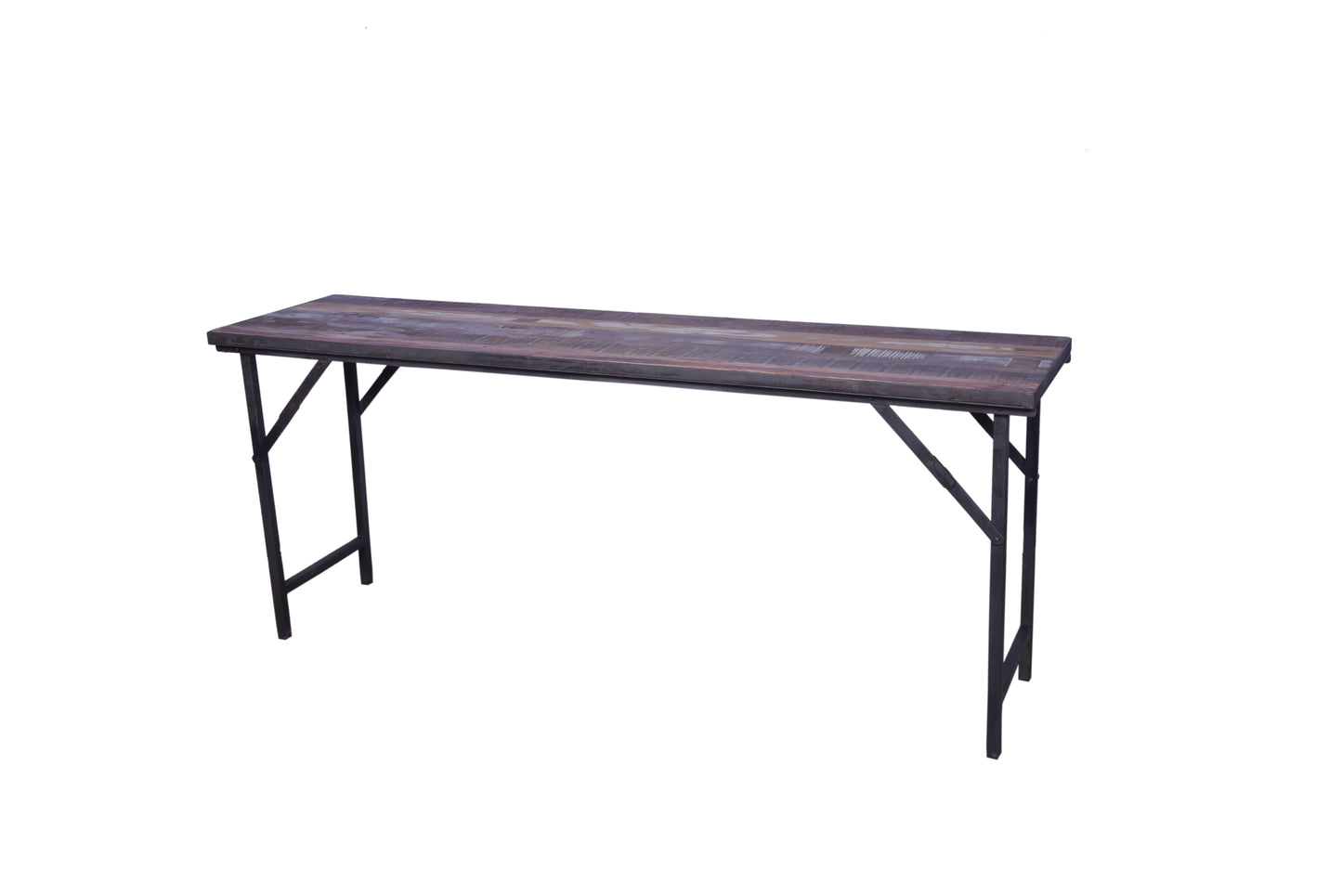 Close-up of folding table’s durable metal frame