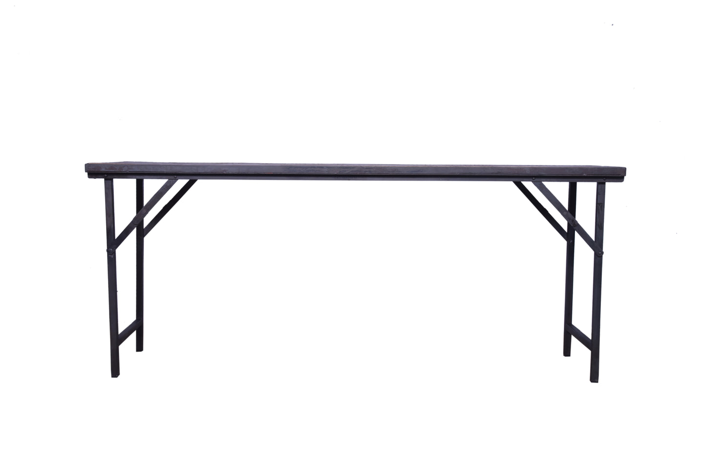 Elegant reclaimed wood folding table with iron legs