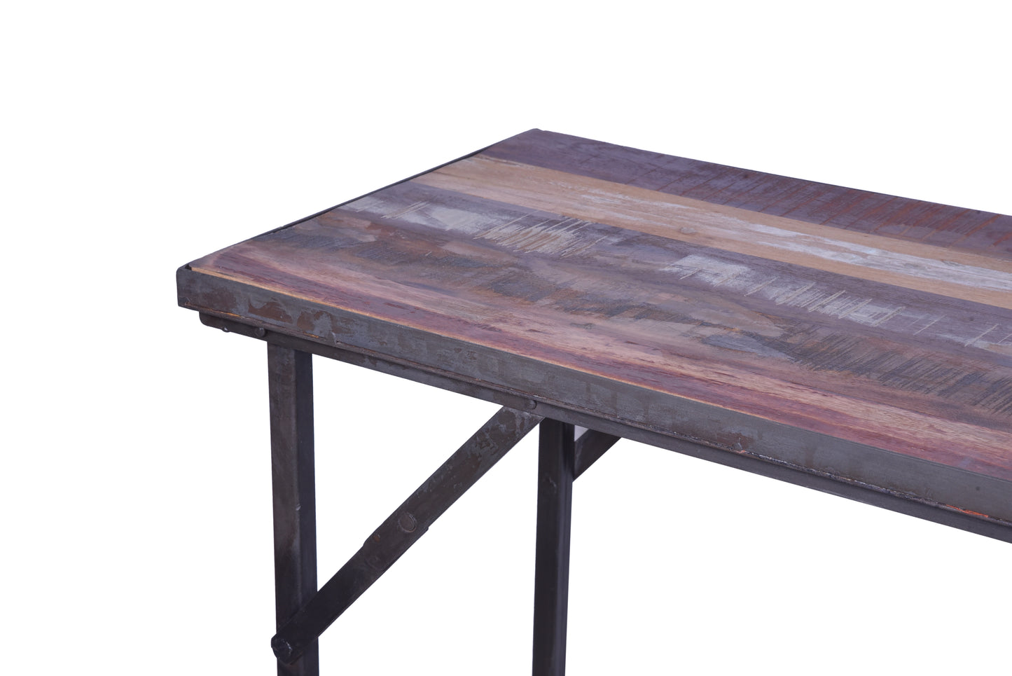 Close-up of folding table’s durable metal frame