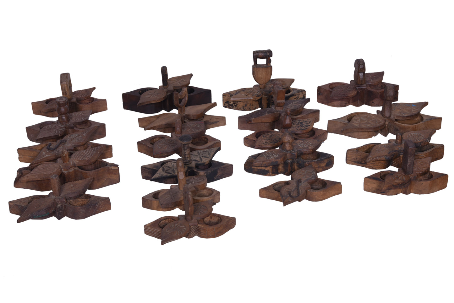 Multiple decorative boxes displayed together slightly opened.