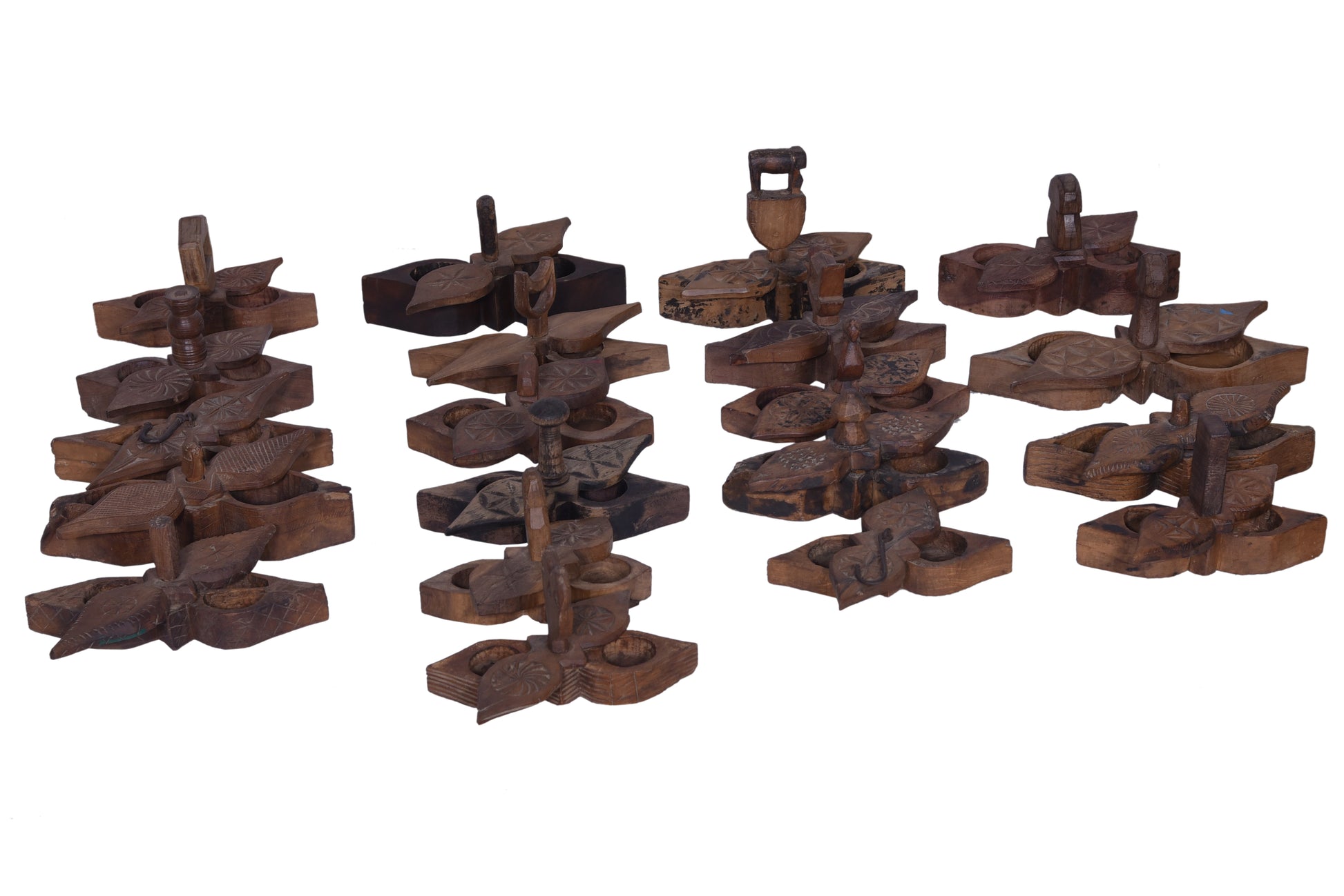 Multiple decorative boxes displayed together slightly opened.