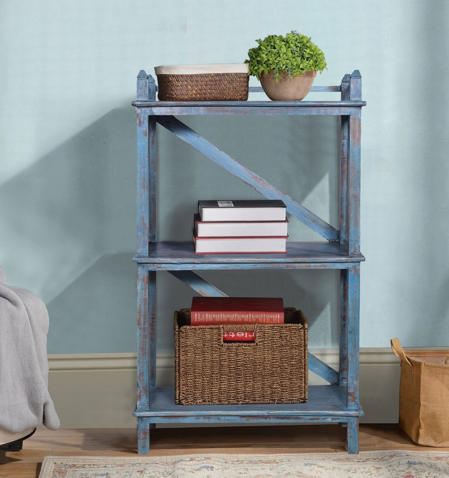 Wooden rack with open storage