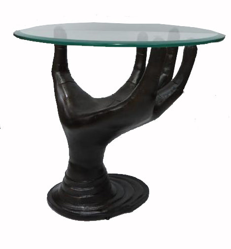 Side view of modern palm table design