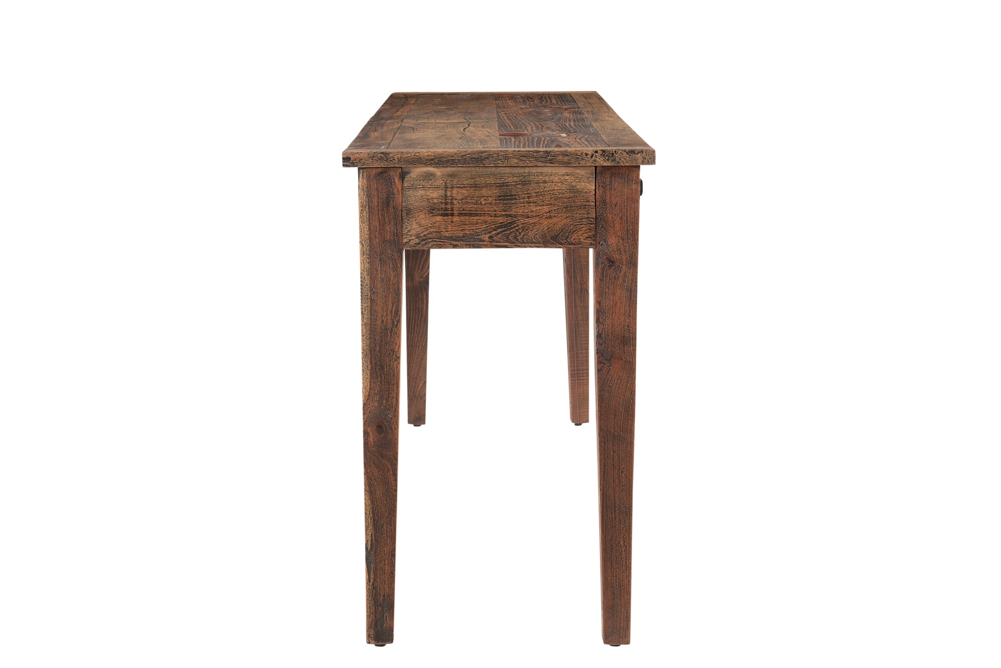 Side view of wooden sofa table