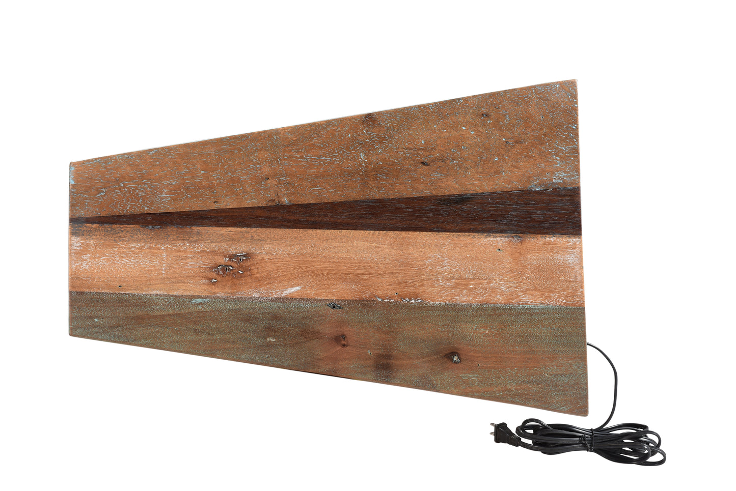 Top view showcasing the distressed wood finish.