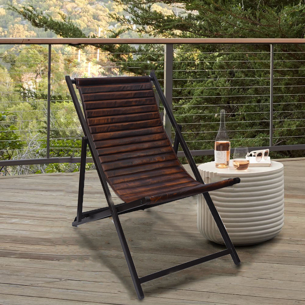 Outdoor setup with foldable Sling Chair on a patio