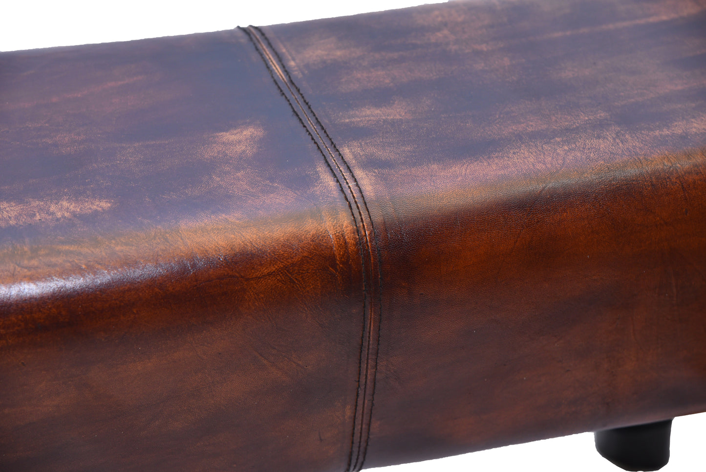 Close-up of premium leather seat on bench