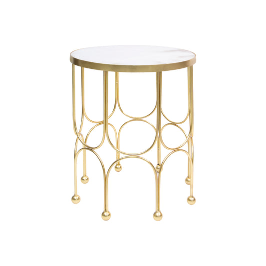 Eadoin End Table with marble top and gold-finished base