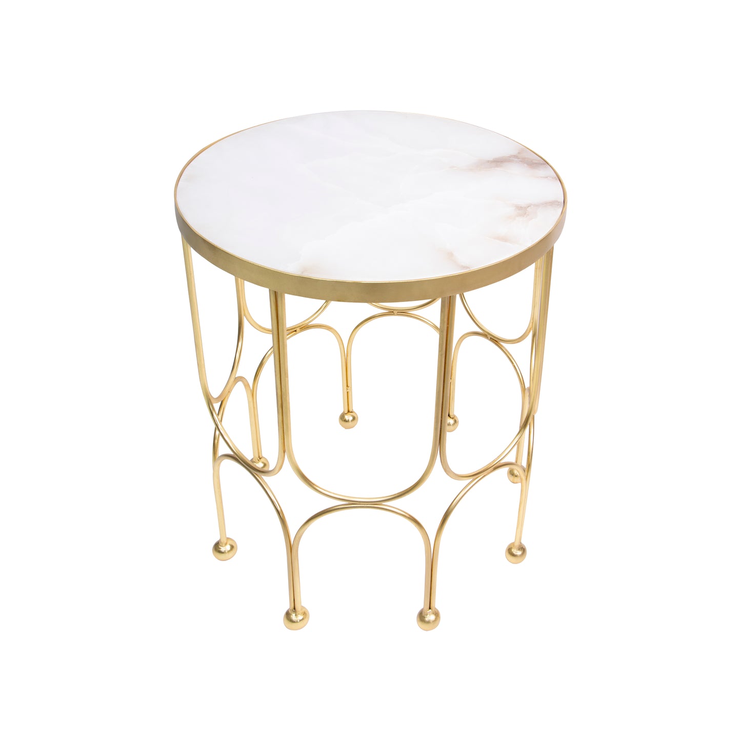 Close-up view of Eadoin End Table’s marble top design