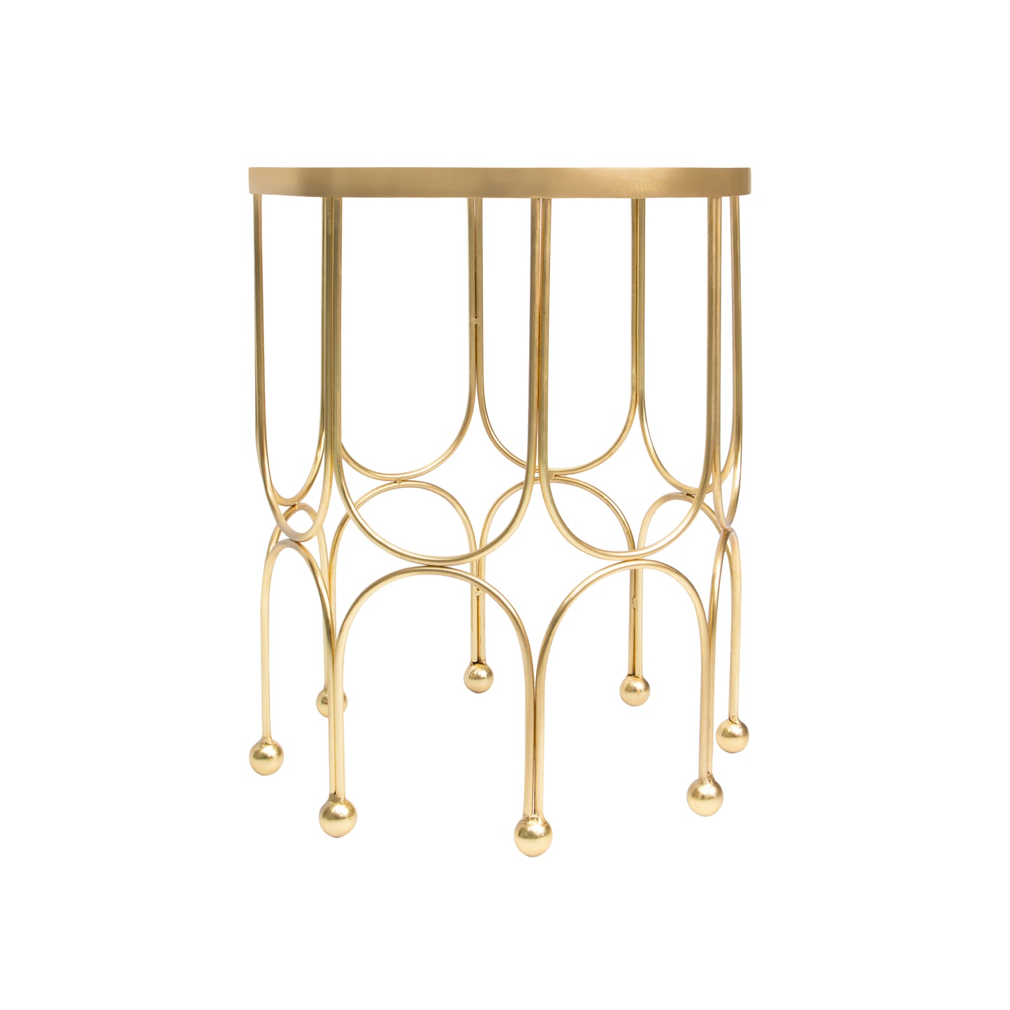Elegant round end table with luxury gold metal frame