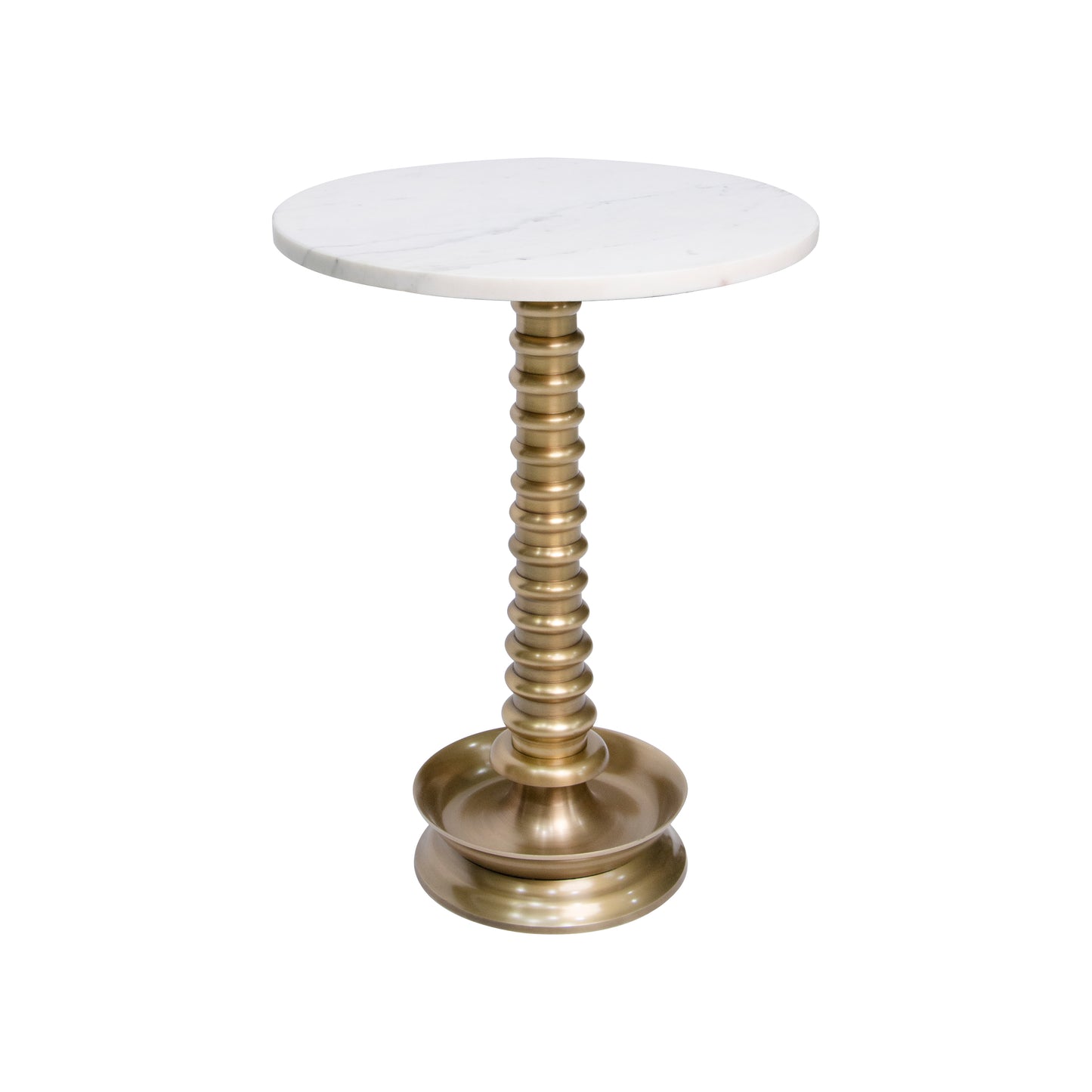 Elegant side table with white marble top and brass base