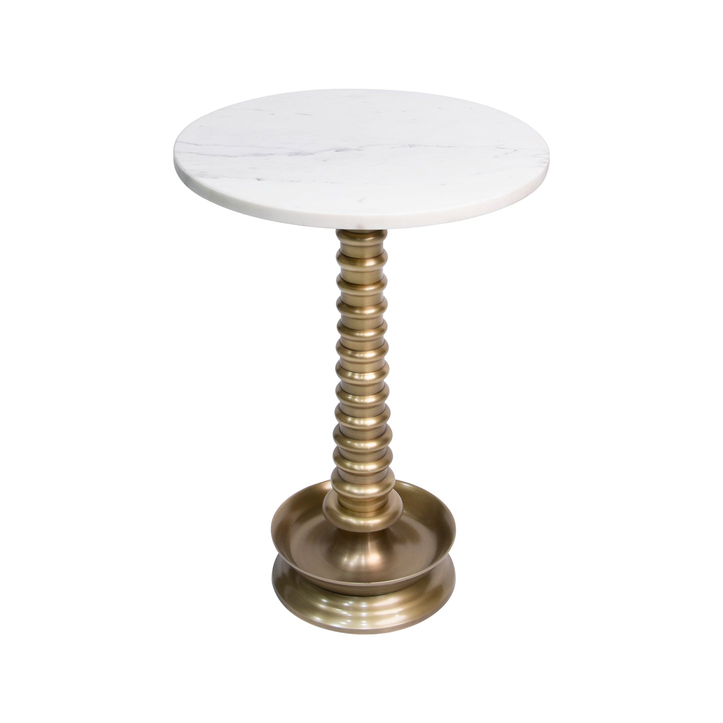 Close-up of round marble top on side table