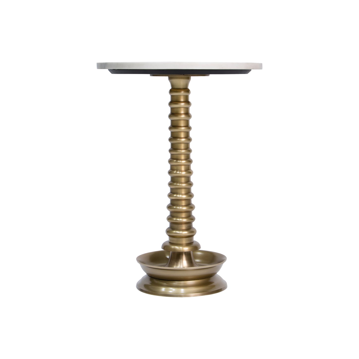 Modern side table with a screw-design brass stand