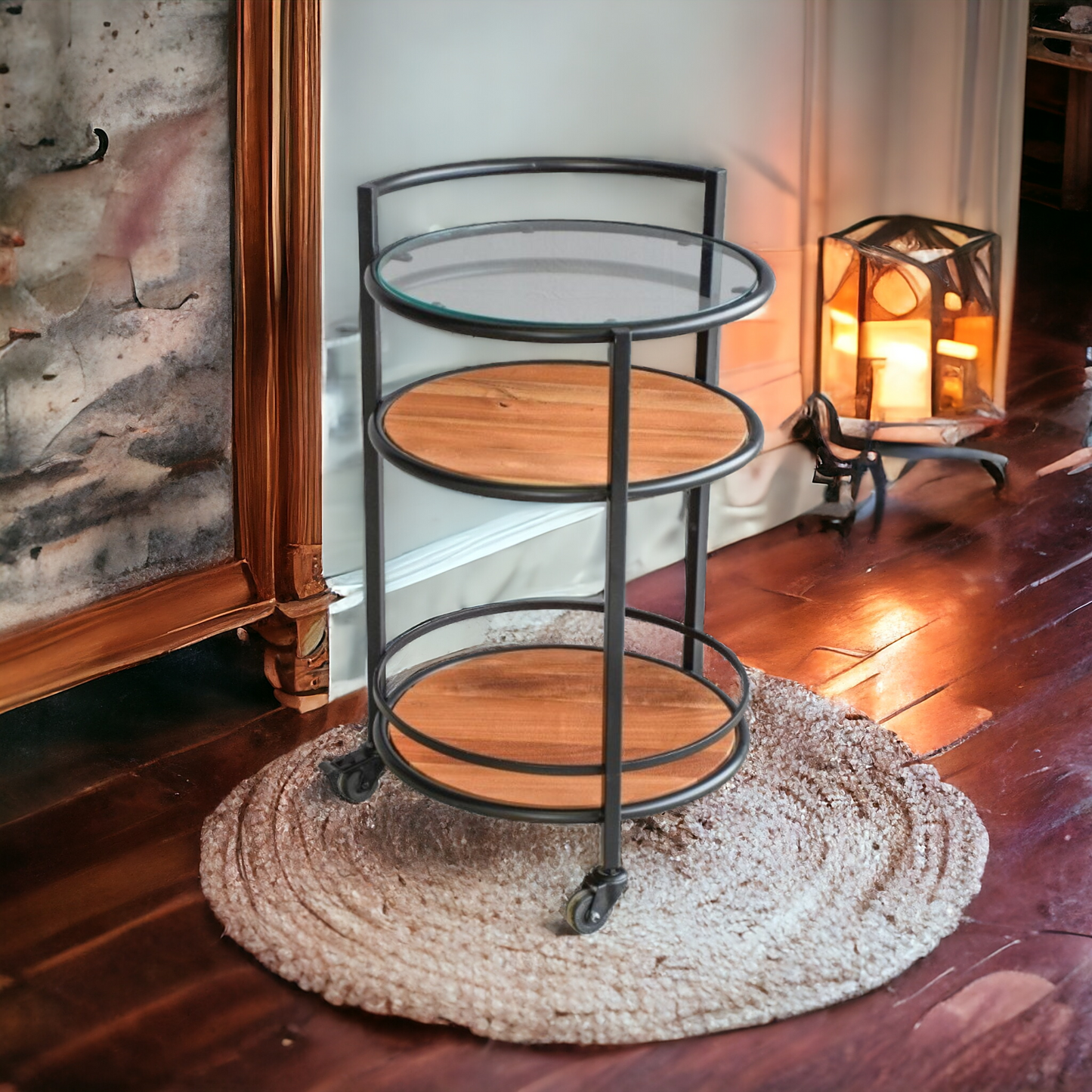 Compact Bar Trolley styled in a cozy indoor setting