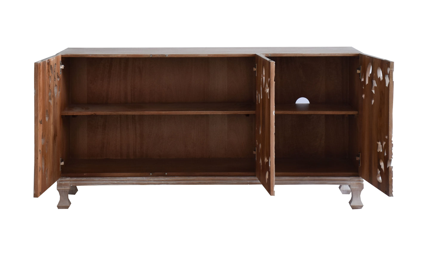 Blue wooden chest with storage with white background.