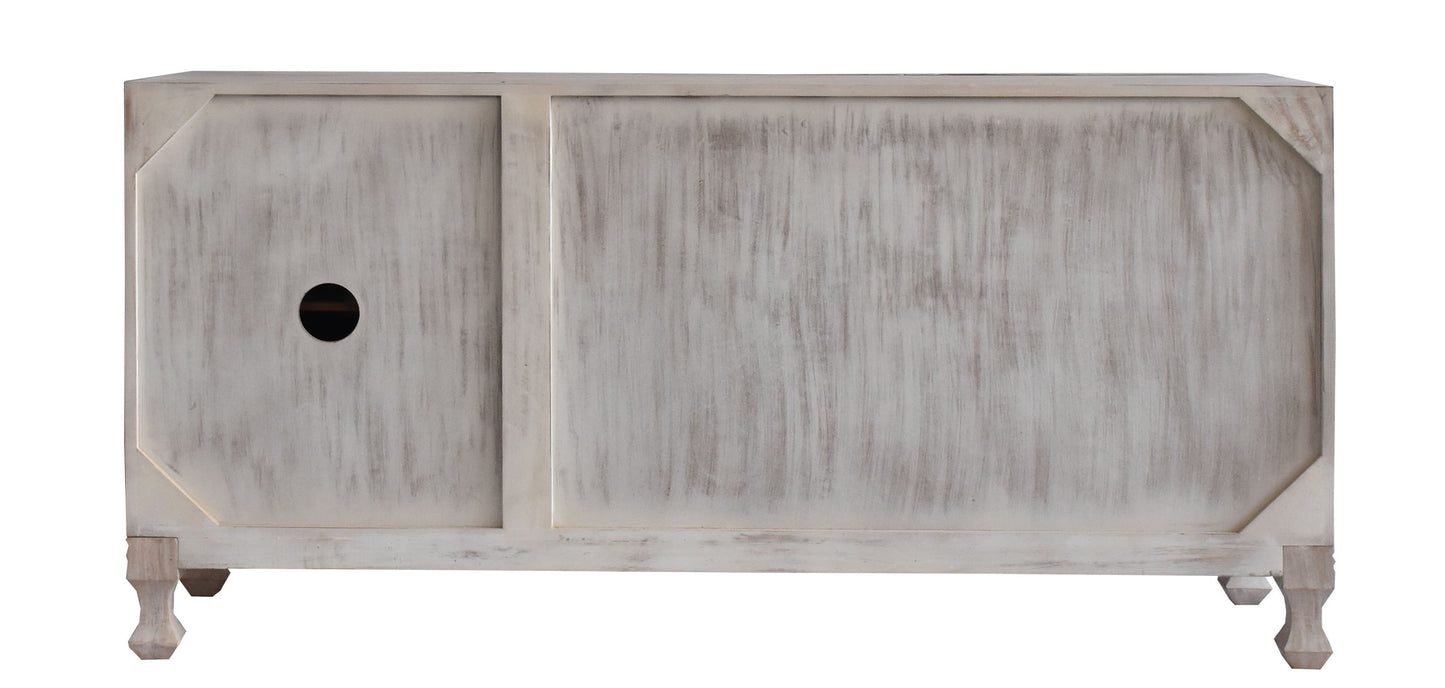 Back view of wooden chest.