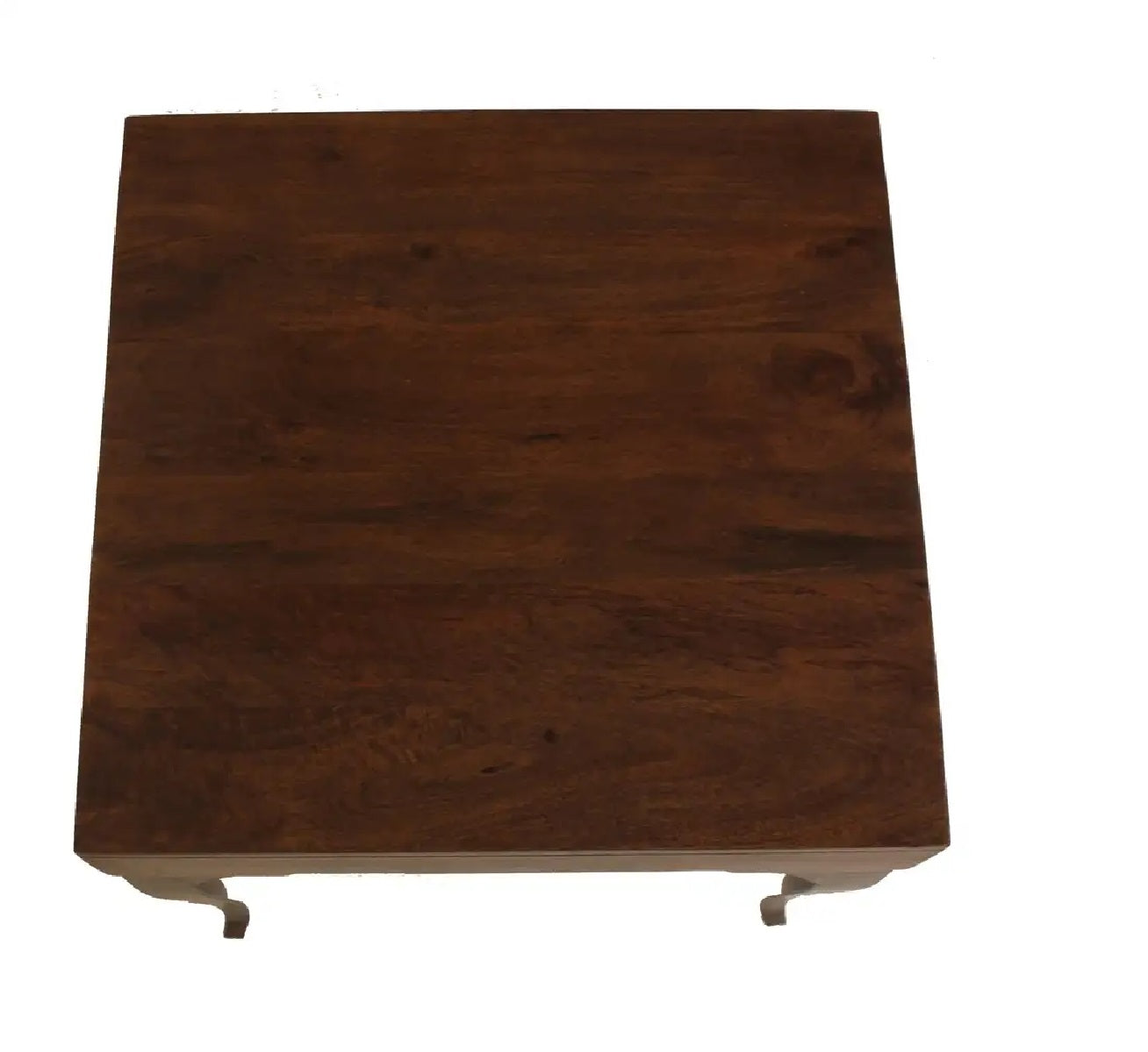Top-down view of the wooden Square side table surface.