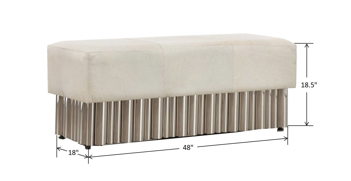 Close-up of leather bench details
