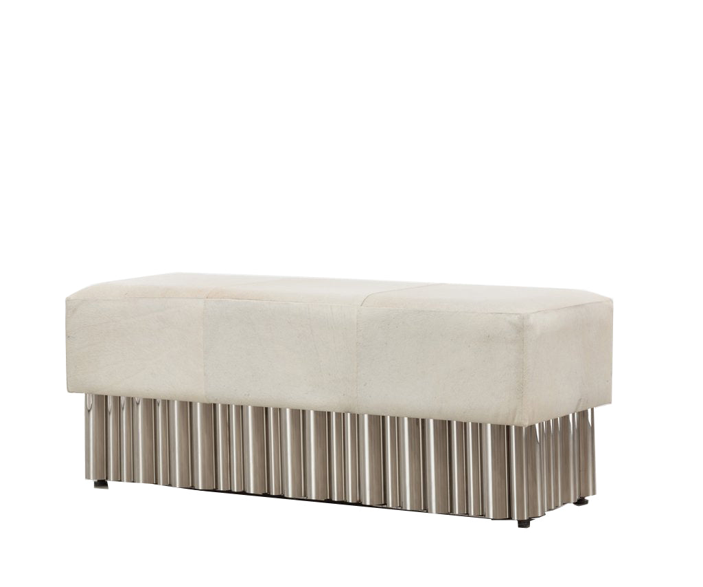 Side view of leather bench
