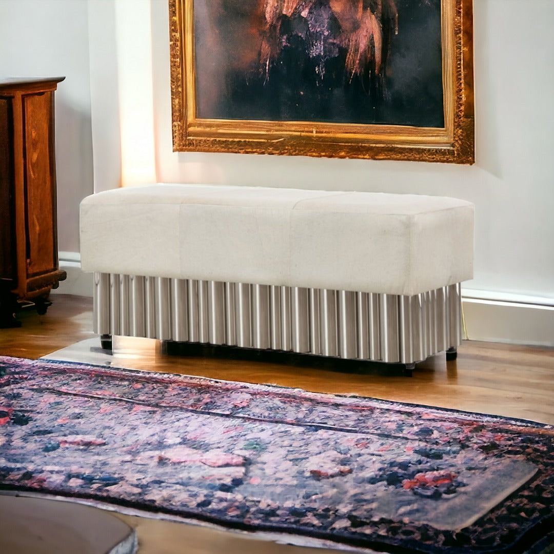 Leather bench in elegant living space