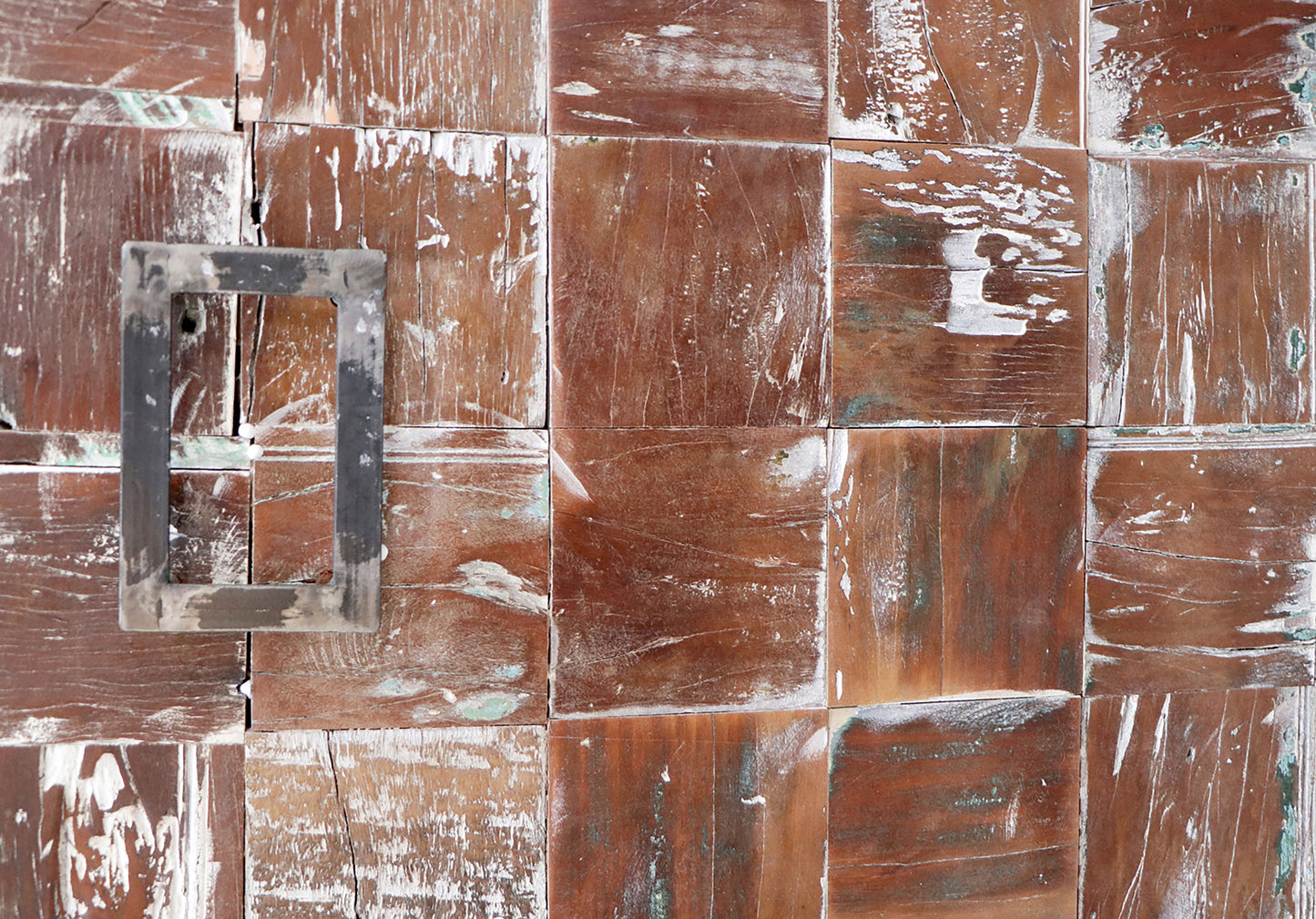 Close-up details of a reclaimed wood sideboard leg