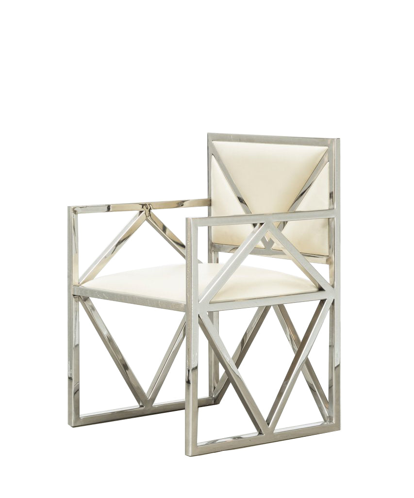 Side profile of a sleek contemporary chair.