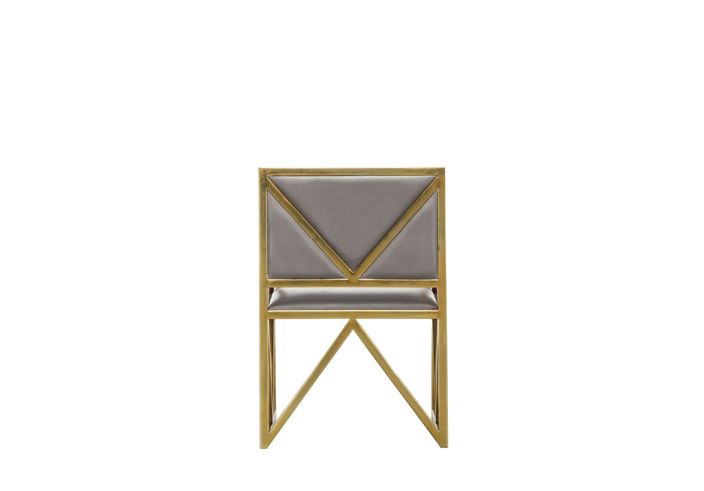Chic dining chair featuring a gold finish and plush upholstery.