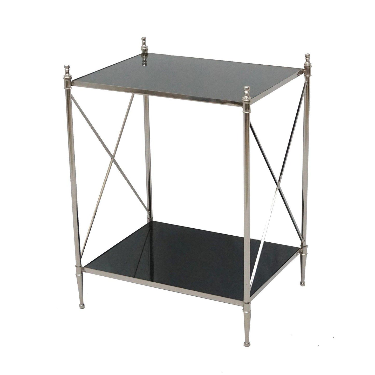 Side view of contemporary accent table.