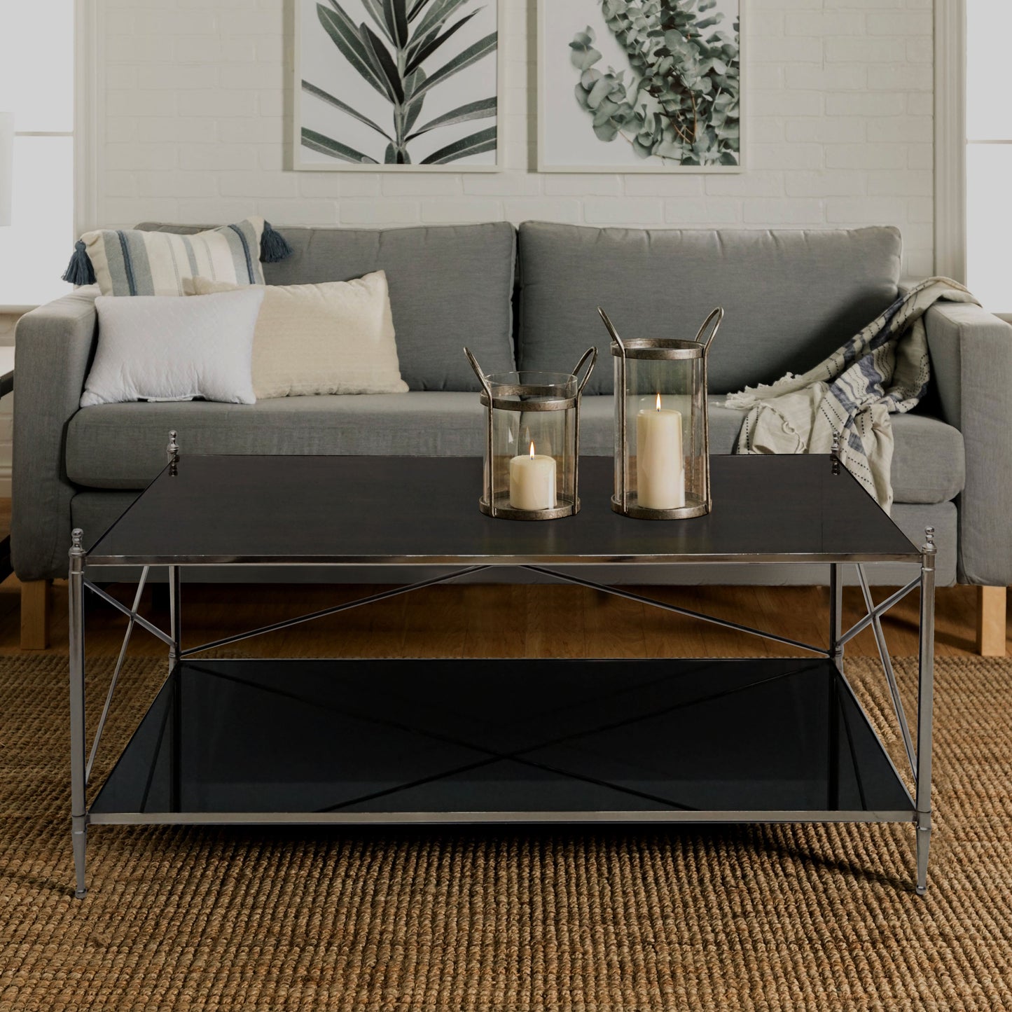 Modern coffee table in stylish living room.
