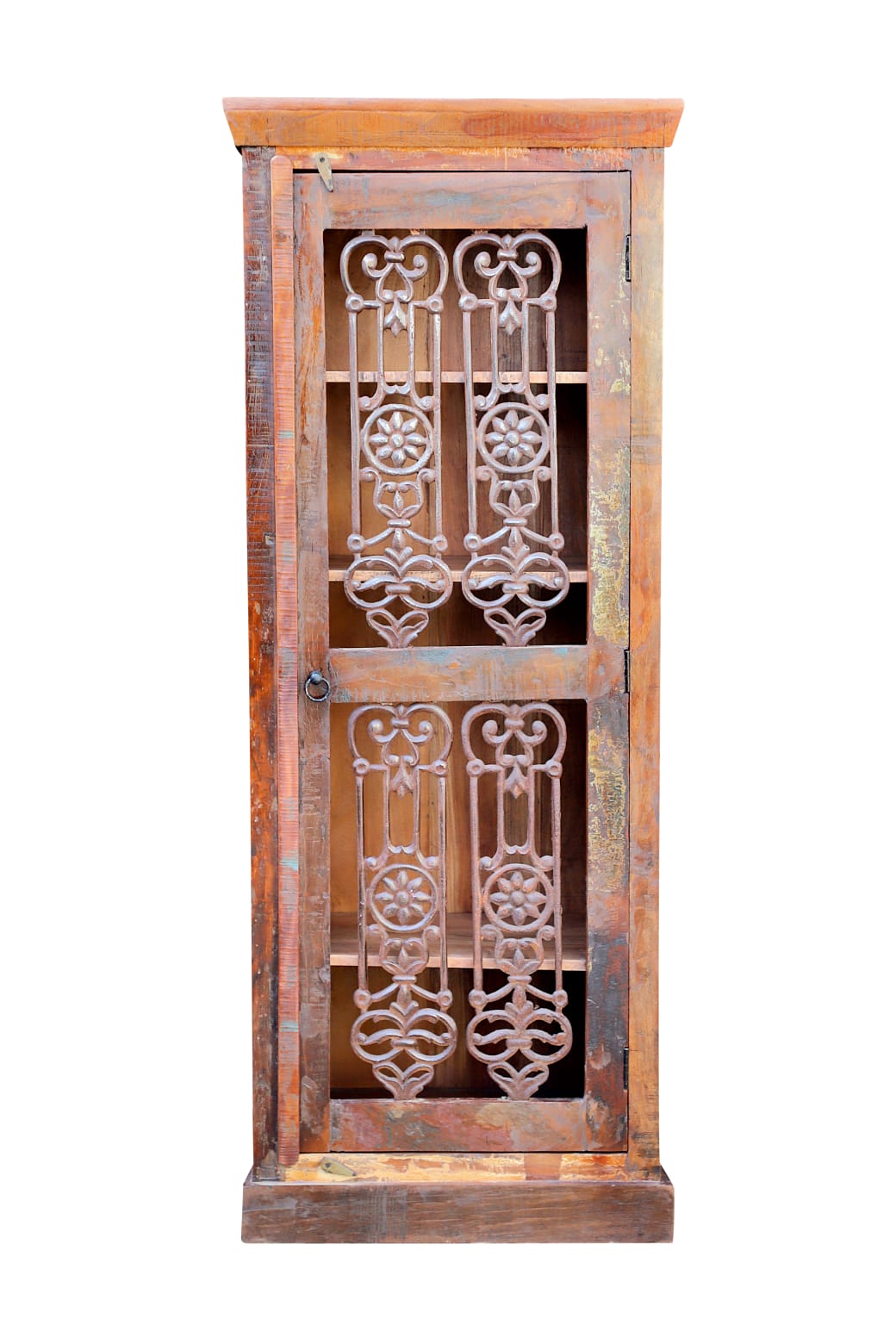 Vintage wooden cabinet with intricate carved details