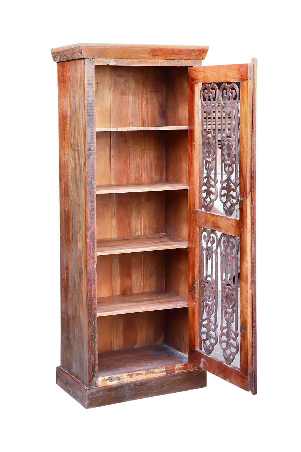 Handcrafted cabinet showcasing reclaimed wood texture