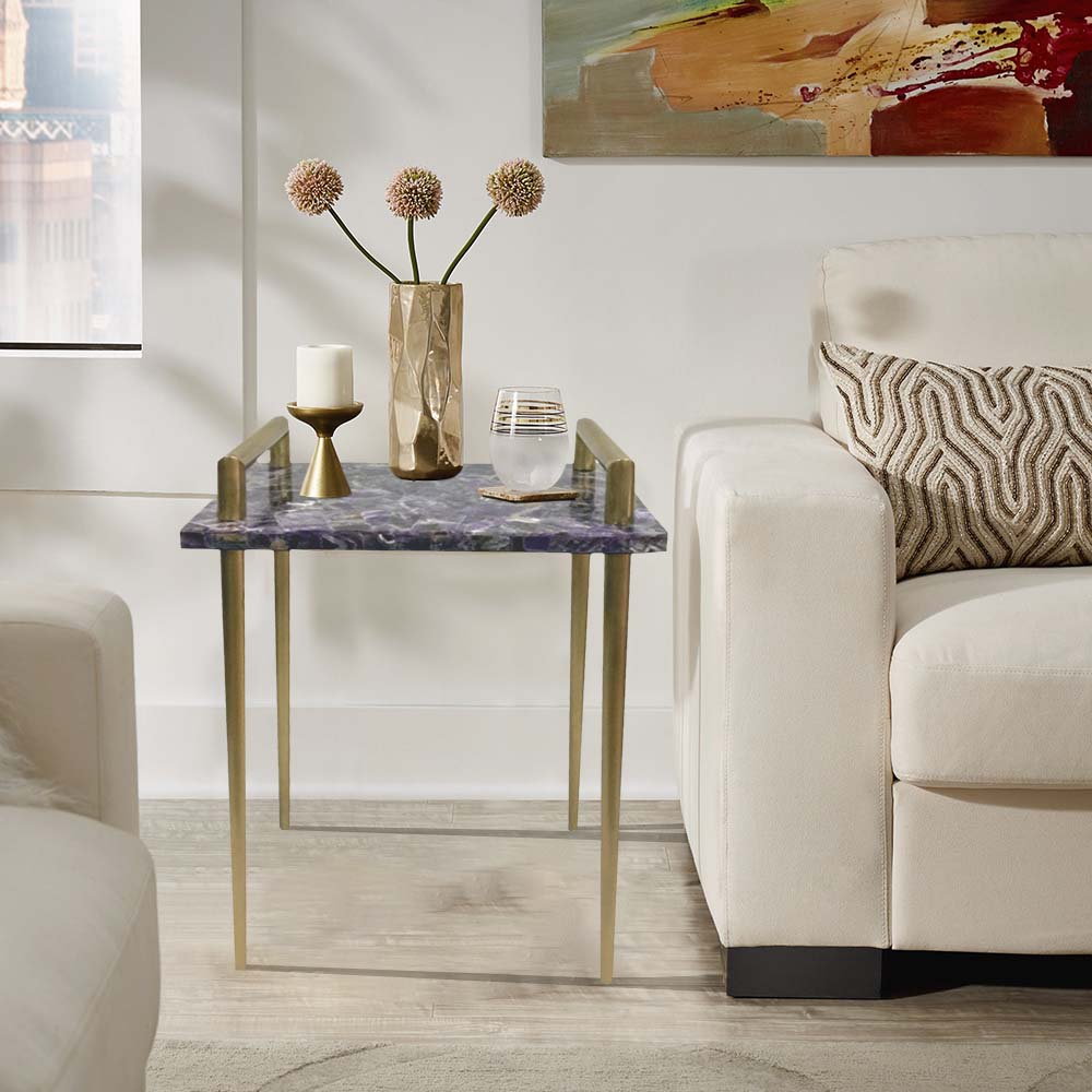 Elegant end table in modern living room.