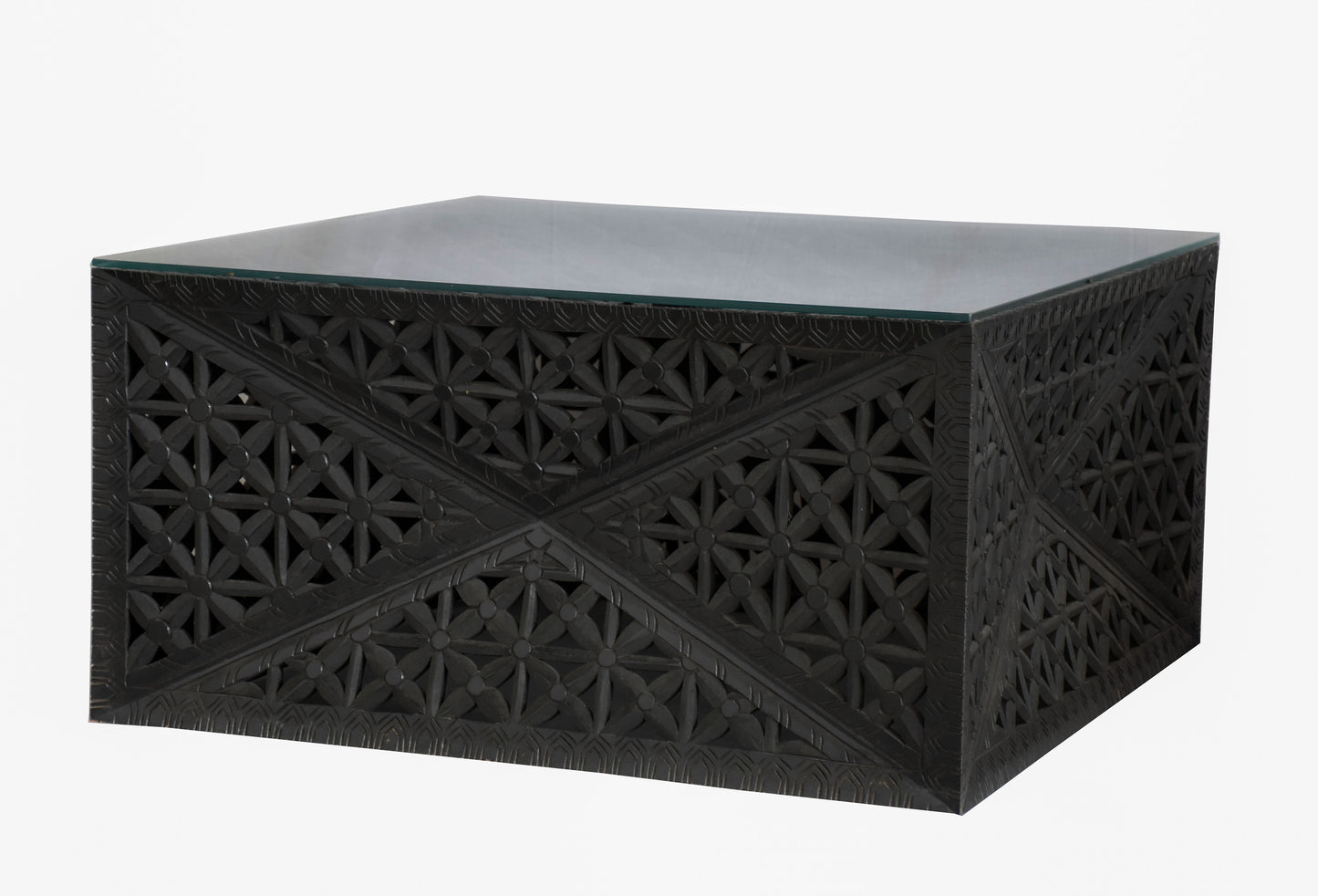 Black coffee table front view.