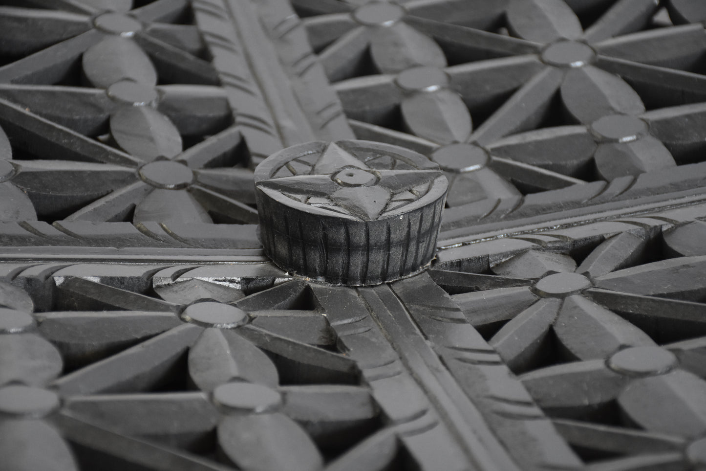 Top view of black coffee table.