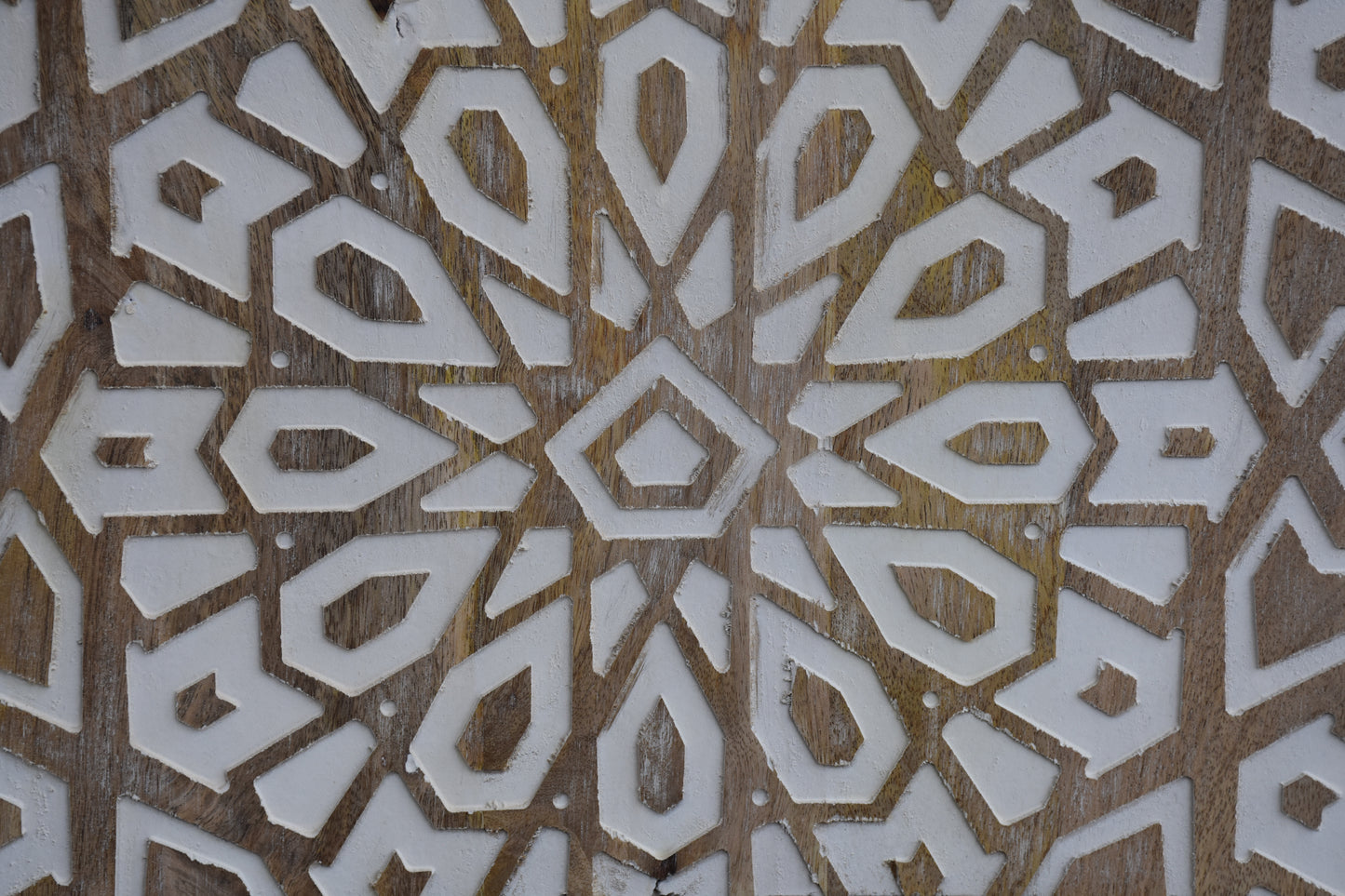 Close-up of coffee table inlay pattern.