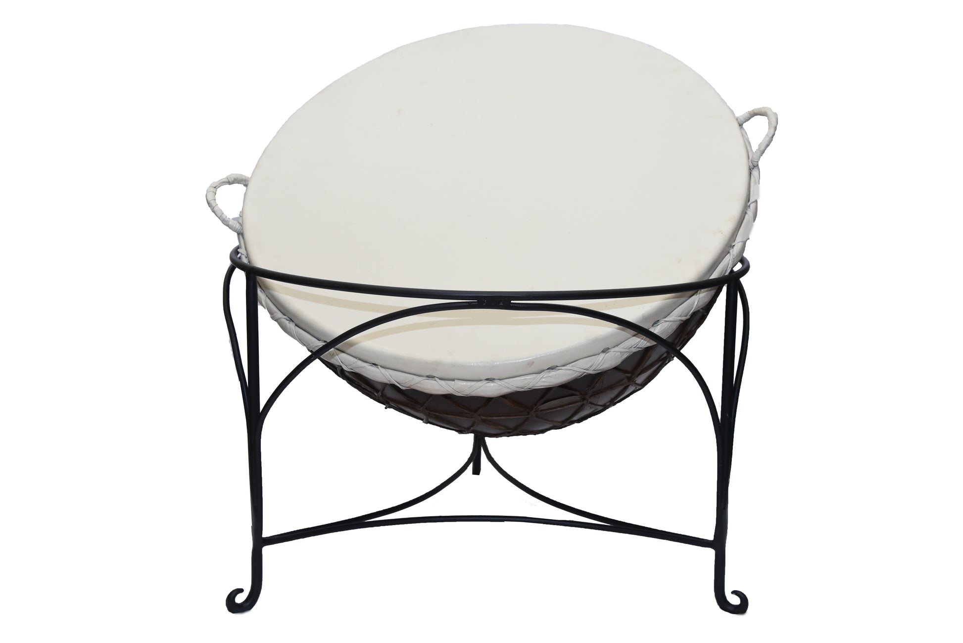 Coffee table with a white tabletop and sturdy frame.
